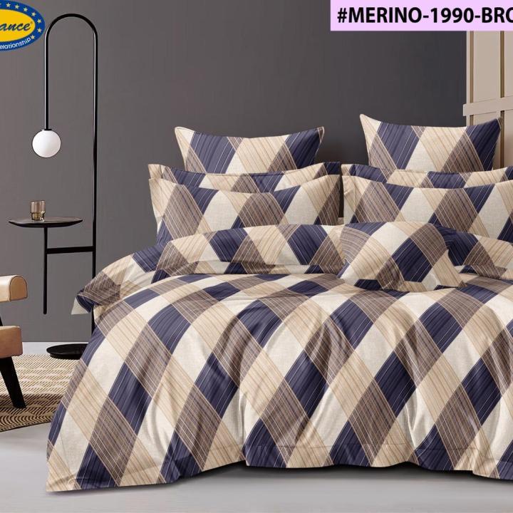 Merino 1990- Brown Queen Size Bedsheet Set with 2 Pillow Cover