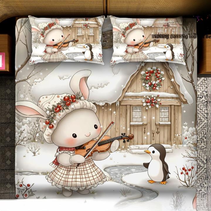 Magical King- 7D Digital Bedsheet Set - Penguin