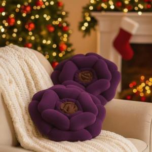 Rose Pair Cushions - Purple