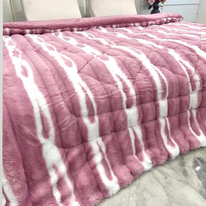 Rabbit Touch - Double Bed Winter Quilts - Premium Embossed- Pink Solid Design