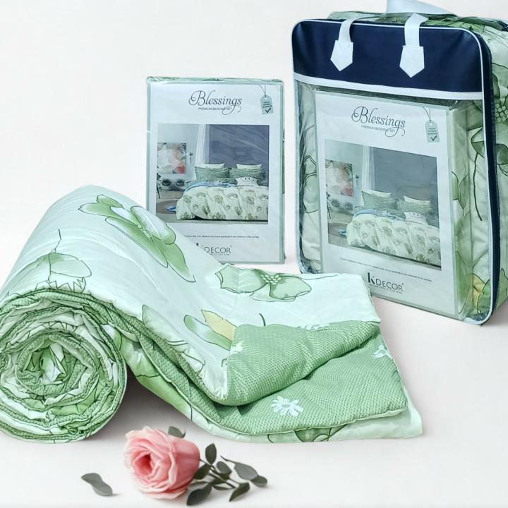 Blessings Green floral 4 piece of Comforter Set(1 Bedsheet,2 pillow cover,1 comforter)