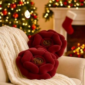 Rose Pair Cushions - Maroon