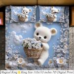 Magical King- 7D Digital Bedsheet Set - Teddy Bear