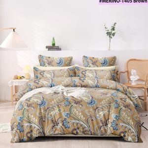 Merino 1405 - Brown Queen Size Bedsheet Set with 2 Pillow Cover