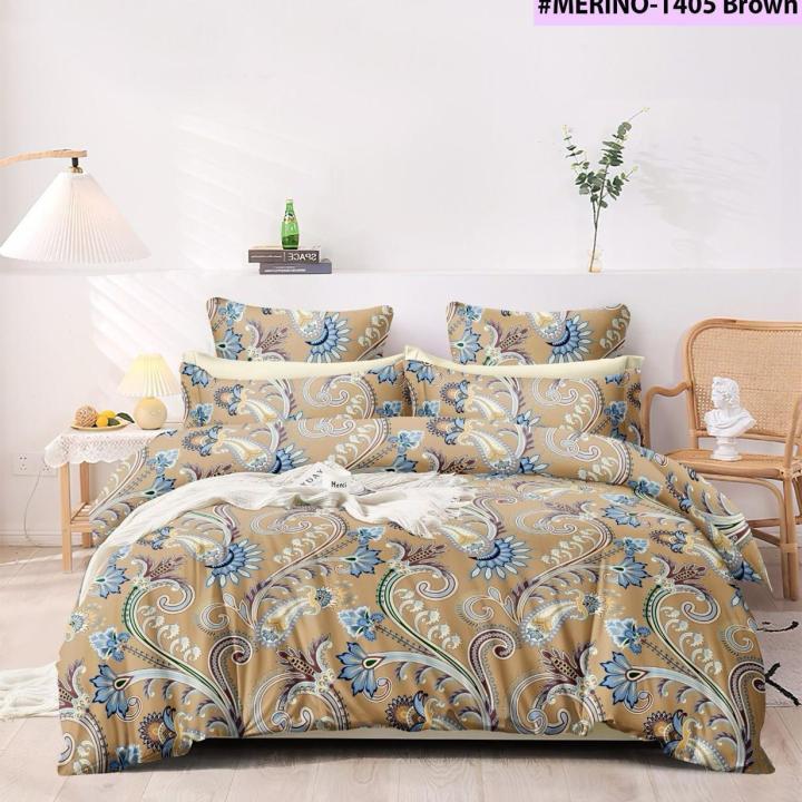 Merino 1405 - Brown Queen Size Bedsheet Set with 2 Pillow Cover