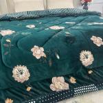 Cutie Pie - Double Bed Winter Quilt- Premium Embossed- Dark Green Floral Design