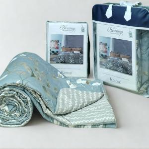 Blessings Blue 4 piece of Comforter Set(1 Bedsheet,2 pillow cover,1 comforter)