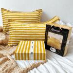 Grand Yellow Stripes Design Queen Size Bedsheet Set(1 Bedsheet + 2 Pillow Cover)