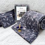 Eva Black Floral Design Comforter Set(1 Bedsheet,2 Pillow Cover & 1 Comforter)