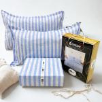 Grand Blue Stripes Design Queen Size Bedsheet Set(1 Bedsheet + 2 Pillow Cover)