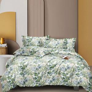 Merino 1577- Green Queen Size Bedsheet Set with 2 Pillow Cover