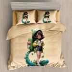 Kids Digital 7D Bedsheet Set - Tourist Girl Design