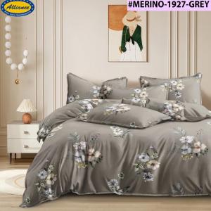 Merino 1927- Grey Queen Size Bedsheet Set with 2 Pillow Cover