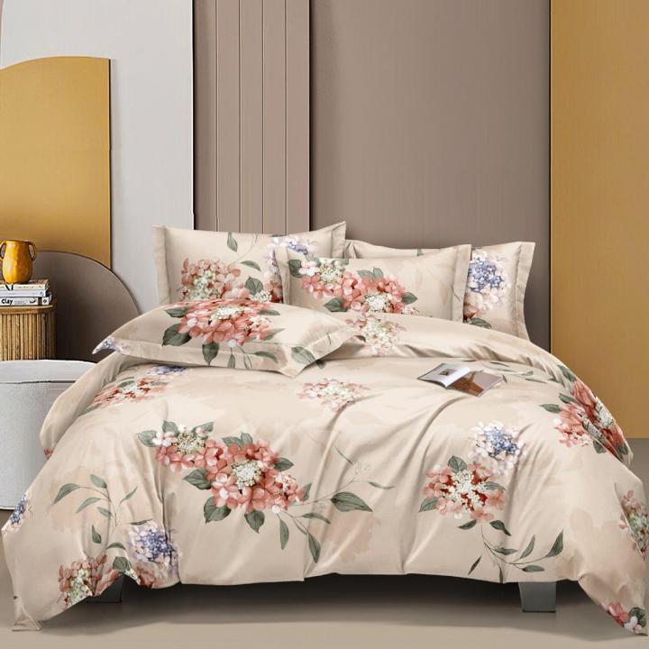 Merino Cream Floral Look Queen Size Bedsheet Set with 2 Pillow Cover