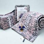Eva Grey with Leaf Design Comforter Set(1 Bedsheet,2 Pillow Cover & 1 Comforter)