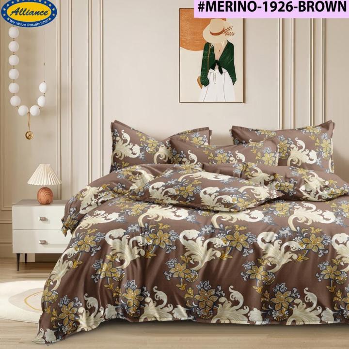 Merino 1926- Brown Queen Size Bedsheet Set with 2 Pillow Cover