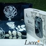 Luxe King - Warm Bedsheet Set - Dark Blue Floral Design Look