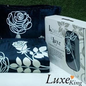 Luxe King - Warm Bedsheet Set - Dark Blue Floral Design Look