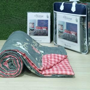 Blessings Grey floral 4 piece of Comforter Set(1 Bedsheet,2 pillow cover,1 comforter)