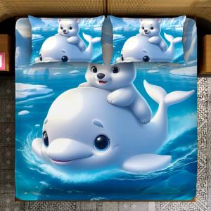 Magical King- 7D Digital Bedsheet Set - Dolphin