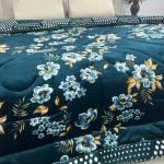 Cutie Pie - Double Bed Winter Quilt - Premium Embossed- Green Floral Design
