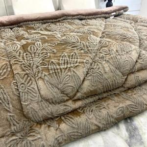 Capybara- Double Bed Winter Quilt- Premium Embossed- Gold Solid Floral Design