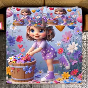 Magical King- 7D Digital Bedsheet Set - Baby Girl