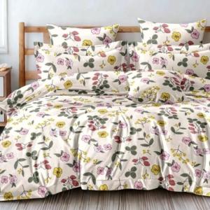 Rose Gold - 4 pc Comforter Set- Half White Floral design