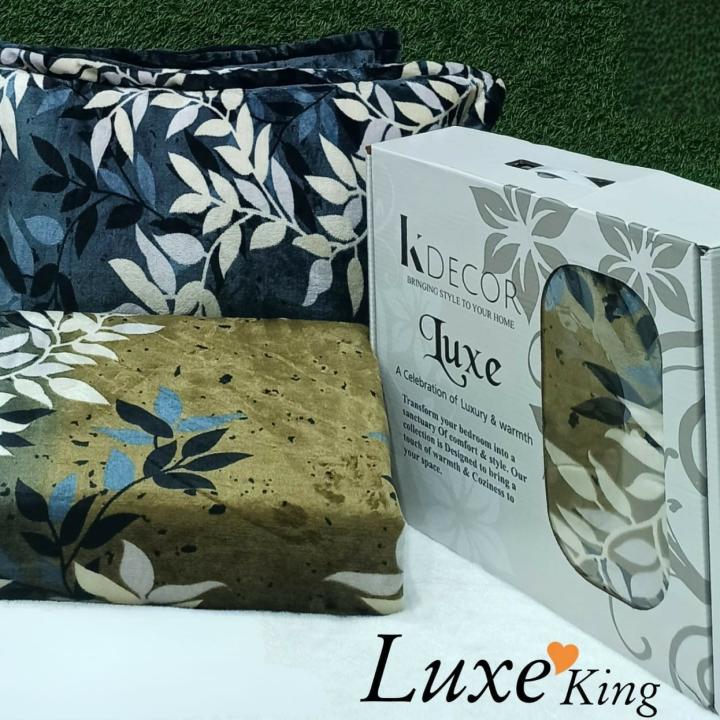 Luxe King - warm Bedsheet Set - Brown with Dark Blue Shades