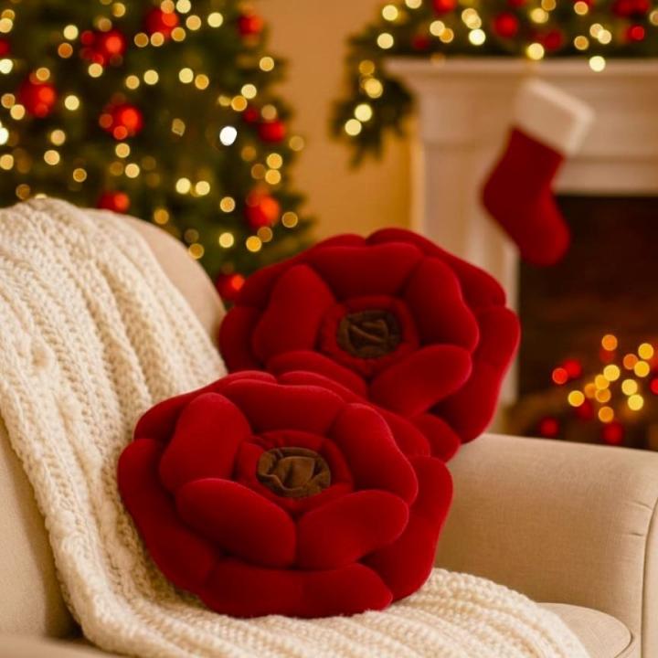 Rose Pair Cushions - Red
