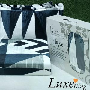 Luxe King - Warm Bedsheet Set - White with Blue & Black Shades