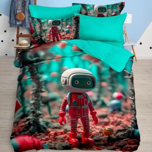Kids Digital 7D Bedsheet Set - Robo Design