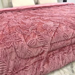 Capybara - Double Bed Winter Quilt - Premium Embossed - Pink Floral Design