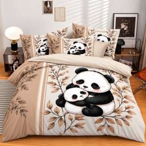 Panda Cuddle Charm VANTARA King Size Premium Bedsheet Set
