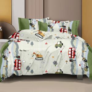 ROSIE – Kids Bedsheet Green Roadsters with 2 Pillow Covers