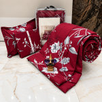Eva Burgundy with White Floral Design Comforter Set (1 Bedsheet, 2 Pillow Covers & 1 Comforter)
