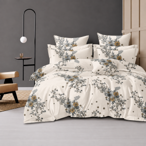 Merino Purple Floral Elegance Queen Size Bedsheet Set with 2 Pillow Covers