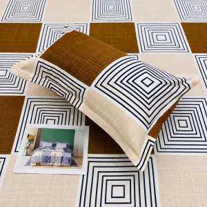 PLUTO KING Ivory Geometric Charm JUMBO KING BEDSHEET SET with 2 Pillow Covers