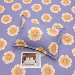 Pluto King Lavender Daisy Bloom JUMBO KING BEDSHEET SET with 2 Pillow Covers