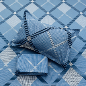 Pluto King Blue Diamond Grace JUMBO KING BEDSHEET SET with Two Set Pillow Covers