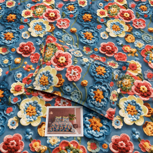 Pluto King Blue Floral Fiesta JUMBO KING BEDSHEET SET with Two Set Pillow Covers
