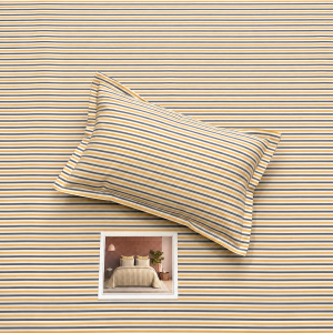 Pluto King Mustard Stripe Classic JUMBO KING BEDSHEET SET with Two Set Pillow Covers