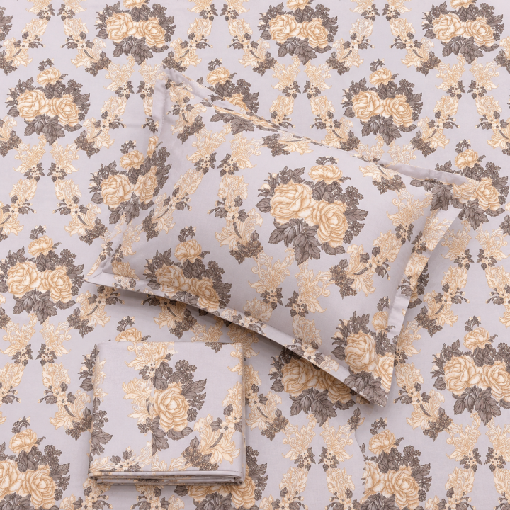 Pluto King Vintage Rose Charm JUMBO KING BEDSHEET SET with Two Set Pillow Covers