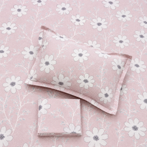 Pluto King Pink Daisy Elegance JUMBO KING BEDSHEET SET with Two Set Pillow Covers