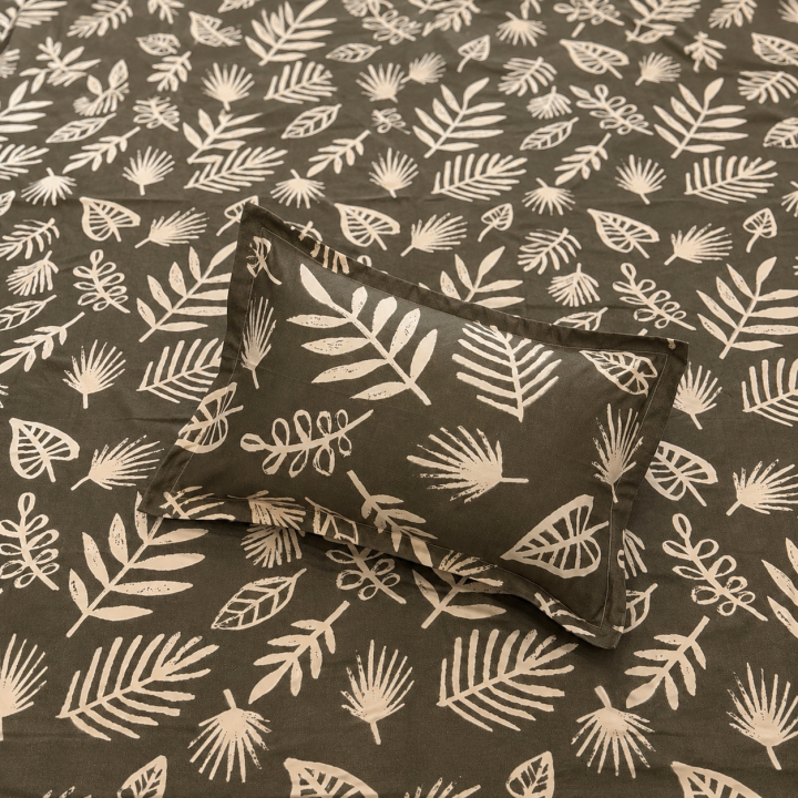 Pluto King Olive Leaf Charm JUMBO KING BEDSHEET SET with Two Set Pillow Covers