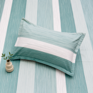 Pluto King Aqua Stripe Serenity JUMBO KING BEDSHEET SET with 2 Pillow Covers