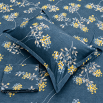 Pluto King Denim Blossom Charm JUMBO KING BEDSHEET SET with Two Set Pillow Covers