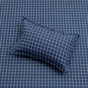 Pluto King Navy Grid Classic JUMBO KING BEDSHEET SET with 2 Pillow Covers