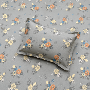 Pluto King Grey Floral Breeze JUMBO KING BEDSHEET SET with 2 Pillow Covers