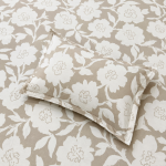 Pluto King Beige Floral Silhouette JUMBO KING BEDSHEET SET with 2 Pillow Covers